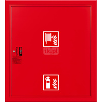 Hydrant DN 33 wnękowy z miejscem na gaśnice pod zwijadłem, wąż 30 m, ocynk fasada, zamek patent, RAL 3000