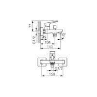 Bateria wannowa ścienna FERRO VITTO VERDELINE, kolor chrom