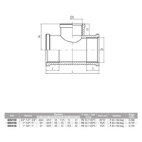 Trójnik VALVEX TWIST mosiądz 1'' x 1/2'' x 1'' GW