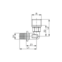 Nypel przejściowy 90' TECE flex, mosiądz, 16 mm x 1/2'' (zz x GZ)