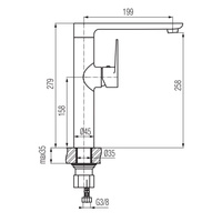 DALI WHITE Bateria kuchenna stojąca z dźwignią z boku