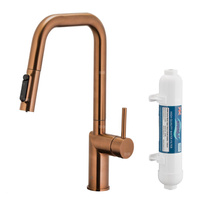 DUERO PURE STYLE PULL-OUT Bateria kuchenna z funkcją filtracji wody i wyciąganą wylewką, Brushed rose gold + Filtr HYDRO+