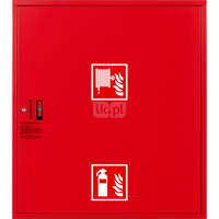 Hydrant DN 33 zawieszany z miejscem na gaśnice pod zwijadłem, wąż 30 m, ocynk fasada, zamek patent RAL 3000