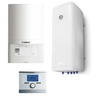 Pakiet - Kocioł gazowy jednofunkcyjny VAILLANT ecoTEC pro VC 186/5-3 kondensacyjny wiszący 5.7 - 20 kW + Czujnik c.w.u. + RegulatorcalorMATIC 350 + Zasobnik c.w.uVulcan 140L wiszący