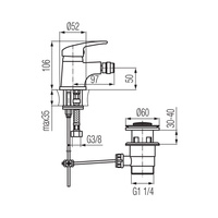 LOGIC bateria bidetowa ze sterowanym spustem