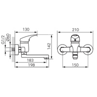 FERRO ONE LB bateria umywalkowa ścienna, chrom
