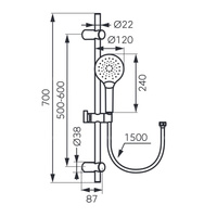 FANO LB natrysk przesuwny 3F, chrom