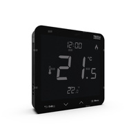 Przewodowy bateryjny natynkowy regulator pokojowy dwustanowy (panel przedni ze szkła) czarny, model T-3.1