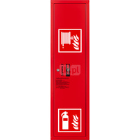 Hydrant DN 52 zawieszany boczny ze zwijadłem, z miejscem na gaśnicę, wąż 15 m, zamek patent, RAL 3000 prawy