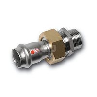 Śrubunek SANHA NiroTherm Industry z uszczelką i nakrętką z mosiądzu trzyczęściowy, stal nierdzewna, 42 mm x 1 1/2'' (zw x GZ)