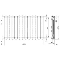Grzejnik żeberkowy KFA Armatura ADR500/12 aluminium, podłączenie boczne 570 x 966 mm, kolor biały