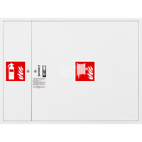 Hydrant DN 25 FIT zawieszany z miejscem na gaśnicę obok zwijadła, wąż 20 m, zamek patent, RAL 9003