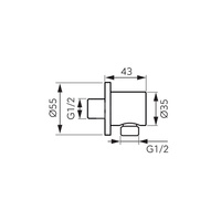 Przyłącze kątowe G1/2 do węża natryskowego, chrom