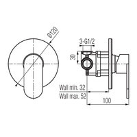 TUBE Bateria natryskowa podtynkowa