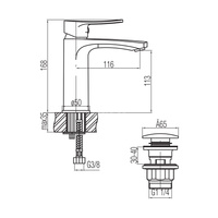 LORI Bateria umywalkowa stojąca ze spustem click-clack