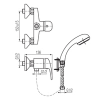 LOGIC bateria natryskowa ścienna z zestawem natryskowym punktowym