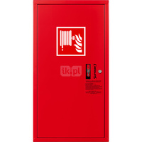 Hydrant DN 33 zawieszany boczny, wąż 30 m, ocynk fasada, zamek patent, RAL 3000 lewy