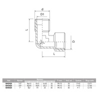 Kolano 90' VALVEX V-Pex, mosiądz, 3/4'' (GZ x GW)