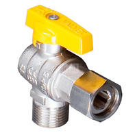 ORION Kurek kulowy kątowy do gazu z obrotową nakrętką, z motylkiem aluminiowym (MAl) 1/2"