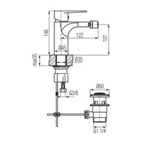 DALI WHITE Bateria bidetowa stojąca z korkiem spustowym