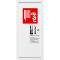 Hydrant DN 52 zawieszany boczny z koszem, wąż 15 m, zamek patent, RAL 9003 lewy