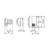 Złączka zaciskowa uniwersalna do rur z tworzywa z gwintem 3/4'', 16x2 mm, 10 szt.