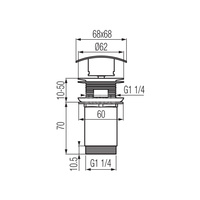 Korek spustowy z przelewem SQUARE