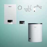 Pakiet - Kocioł gazowy jednofunkcyjny VAILLANT ecoTEC plus VC 25CS/1-5 kondensacyjny wiszący 2.8 - 26.4 kW+ Zestaw powietrzno-spalinowy + RegulatorsensoCOMFORT 720f + Zasobnik c.w.uVIH R 120/6 B