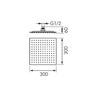 Głowica talerzowa deszczowni SLIM kwadratowa 30cm, czarny