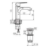 AURORA ROSE GOLD Bateria umywalkowa stojąca z automatycznym korkiem spustowym