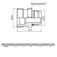 Złącze VALVEX VISION redukcja z oringiem, mosiądz, 1/2'' x 3/4'' (GZ)