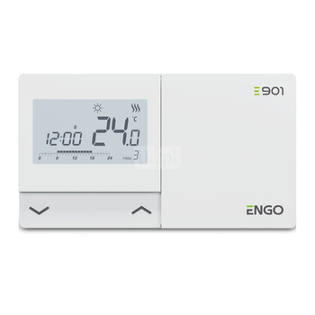 Temostat pokojowy dwużyłowe ENGO CONTROLS E901, kolor biały 230 V z wyświetlaczem
