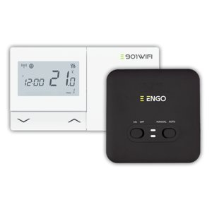 Termostat internetowy ENGO CONTROLS E901-WIFI bezprzewodowy bateria biały z wyświetlaczem + odbiornik