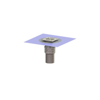 Wpust Ferrofix DN100, odpł.pion, z nasadką Variofix i kratką/ramą nierdz. 138x138, przeciwpośl., sys.125