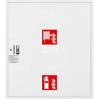 Hydrant DN 33 zawieszany z miejscem na gaśnice pod zwijadłem, wąż 30 m, ocynk fasada, zamek patent, RAL 9003