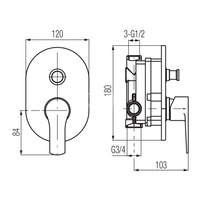 DALI BLACK Bateria wannowo-natryskowa podtynkowa