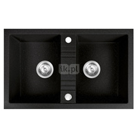 MEZZO II zlewozmywak granitowy 2-komorowy 48/78, grafit shine