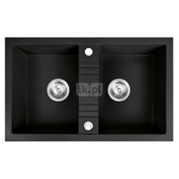 MEZZO II zlewozmywak granitowy 2-komorowy 48/78, grafit