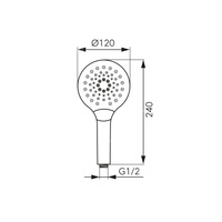 Rączka natryskowa 3-funkcyjna MULO, chrom, z przyciskiem typu „click” do zmiany funkcji strumienia