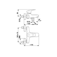 Bateria wannowa ścienna KFA Armatura ABASHA, kolor chrom