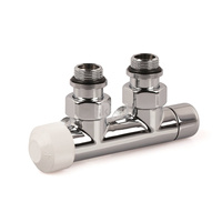 Zawór podwójny Therafix Design, chrom, kątowy, lewy, 1/2", niezbędne złączki FEM24C/FEM24P/FEM24M