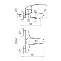 ANGELO Bateria wannowa ścienna (bez akcesoriów)