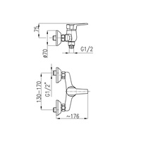 Bateria natryskowa ścienna KFA Armatura BERYL, kolor chrom