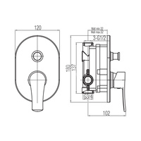 LORI Bateria wannowo-natryskowa podtynkowa