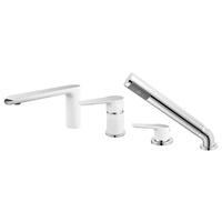 Bateria wannowa stojąca FERRO ADORE WHITE-CHROME, kolor chrom/biały, montaż czterootworowa