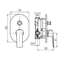 AURORA ROSE GOLD Bateria wannowo-natryskowa podtynkowa