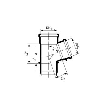 Trójnik MAGNAPLAST KG 2000 KGEA 45' PP-md DN 500 x DN 160 x DN 500 (ww x ww x wz), kolor zielony