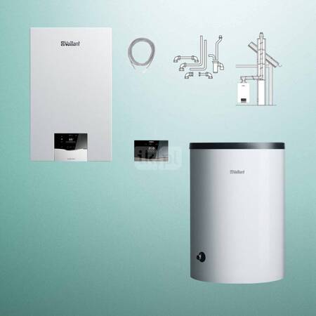 Pakiet - Kocioł gazowy jednofunkcyjny VAILLANT ecoTEC plus VC 20CS/1-5 kondensacyjny wiszący 2.8-21.0 kW + Regulator sensoCOMFORT 720f + Zestaw powietrzno-spalinowy szachtowy + Zasobnik c.w.u VIH R 150/6 B