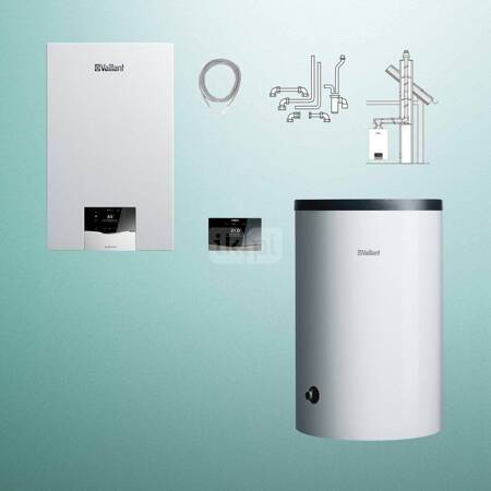 Pakiet - Kocioł gazowy jednofunkcyjny VAILLANT ecoTEC plus VC 20CS/1-5 kondensacyjny wiszący 2.8-21.0 kW + Regulator sensoCOMFORT 720f + Zestaw powietrzno-spalinowy szachtowy + Zasobnik c.w.u VIH R 200/6 B