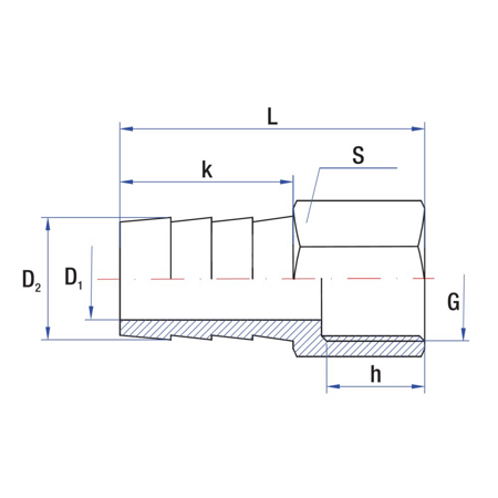 Złącze dwójnik proste RUMET wężyk Mosiądz niklowany 1/8'' x 6 mm (GW)